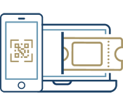 easy event ticketing graphic showing online tickets and QR codes